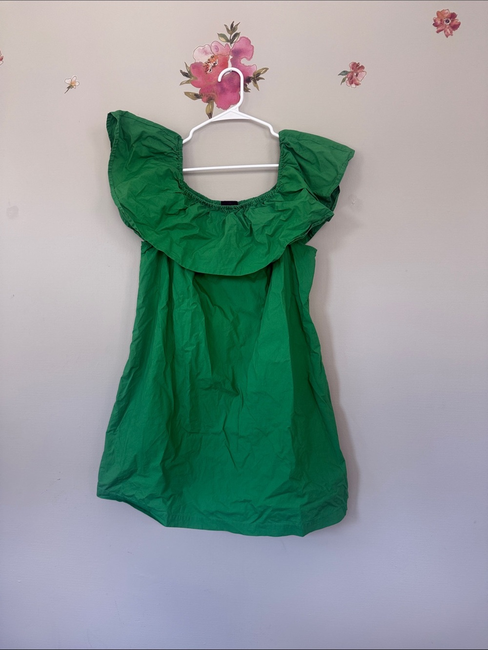 Who What Wear Emerald Green Off-Shoulder Ruffle dress